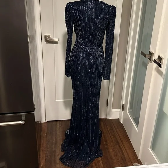 Mac Duggal 5641 - Long Sleeve Embellished Evening Dress size 2 NWT
